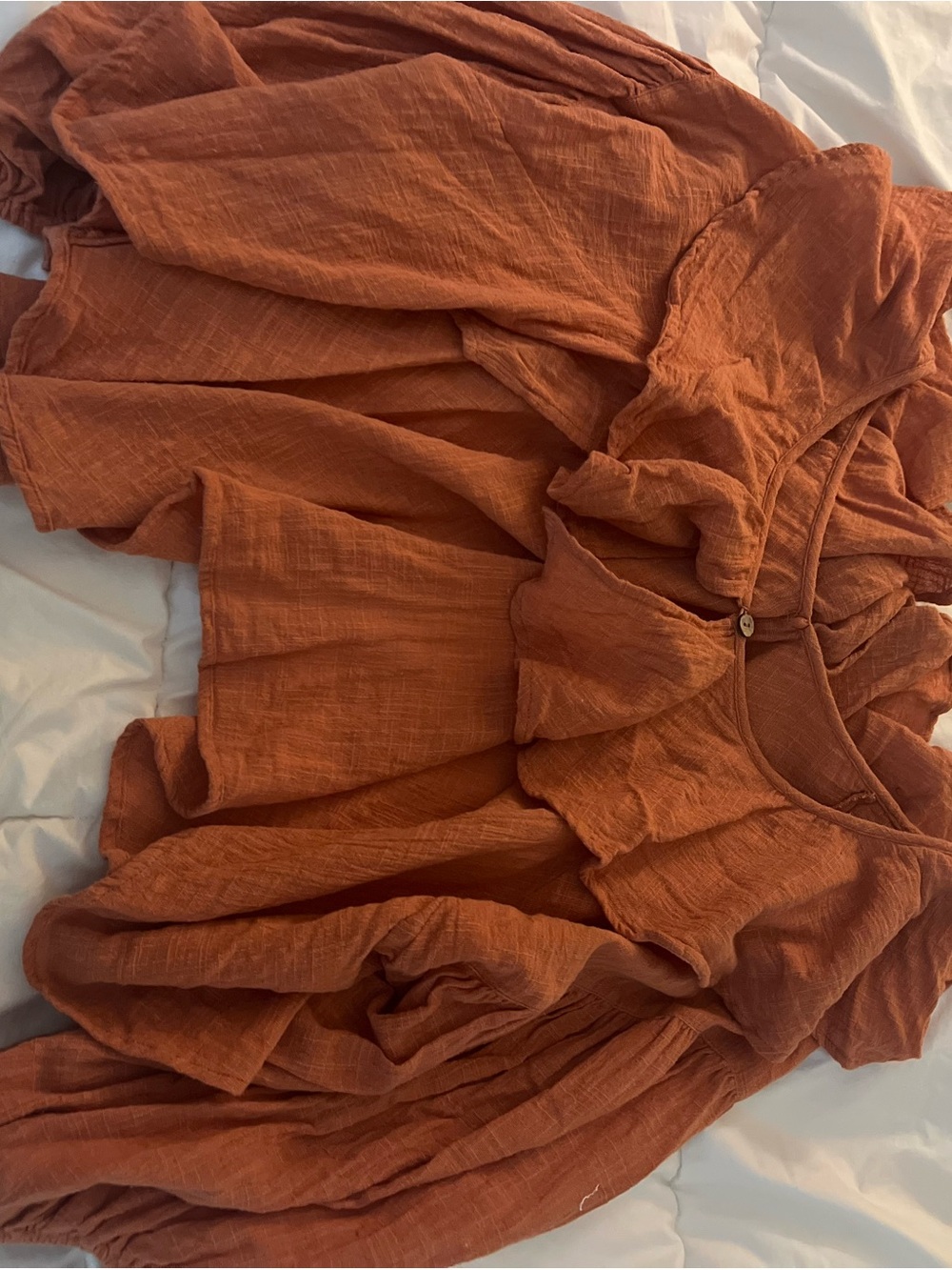 Free People Rust Orange Ruffle Open Back Blouse - Picture 2 of 4